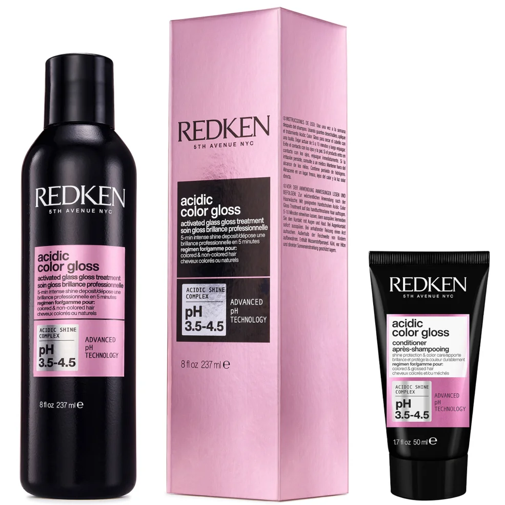 Redken Acidic Color Gloss Activated Glass Gloss Treatment 237ml and Conditioner Mini 50ml, Glass-Like ShineImage1