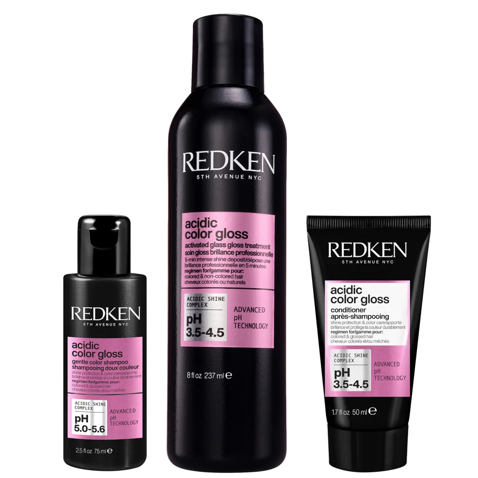 Redken Acidic Color Gloss Shampoo Mini 75ml, Activated Glass Gloss Treatment 237ml and Conditioner Mini 50mlImage1