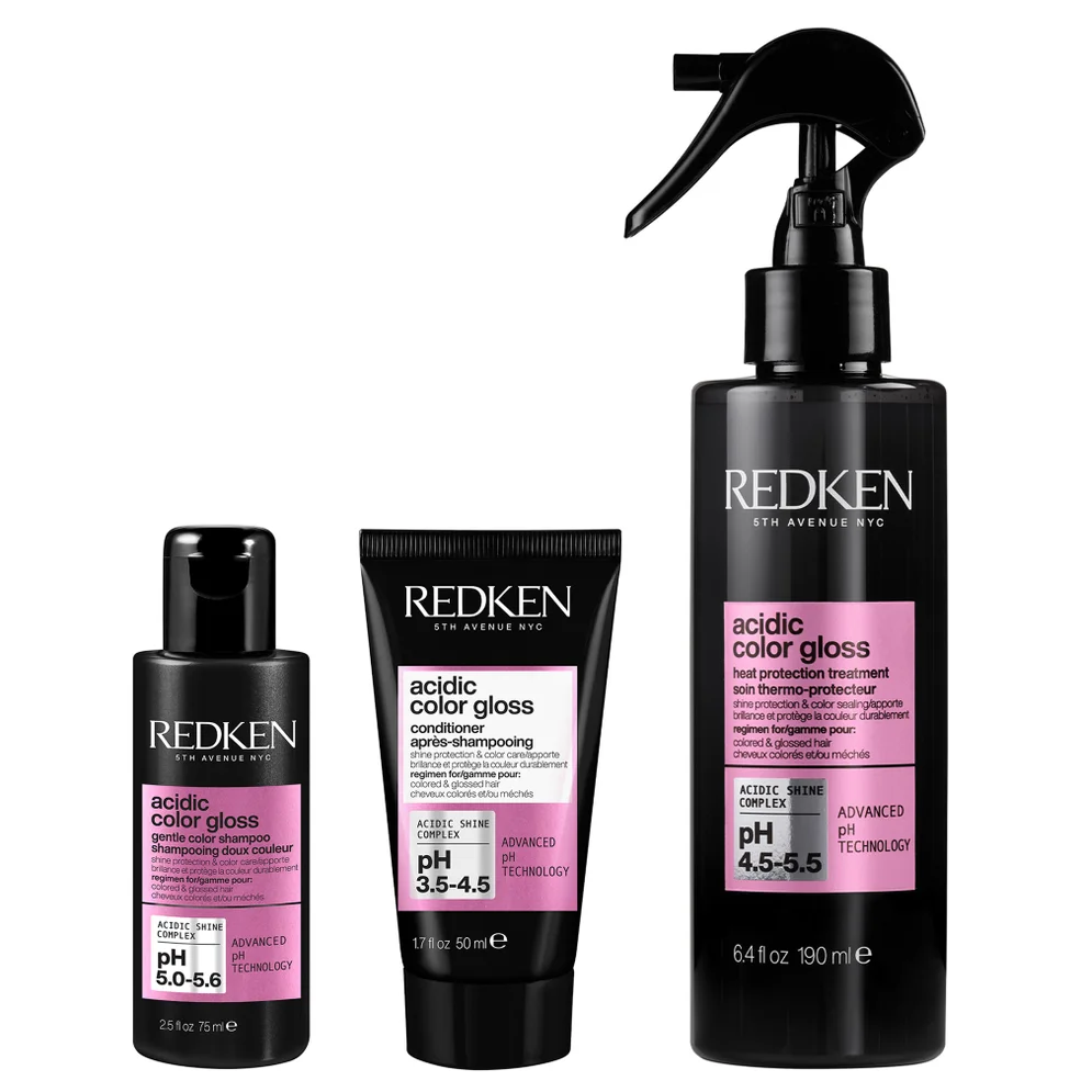 Redken Acidic Color Gloss Shampoo Mini 75ml, Conditioner Mini 50ml and Heat Protection Treatment 190mlImage1