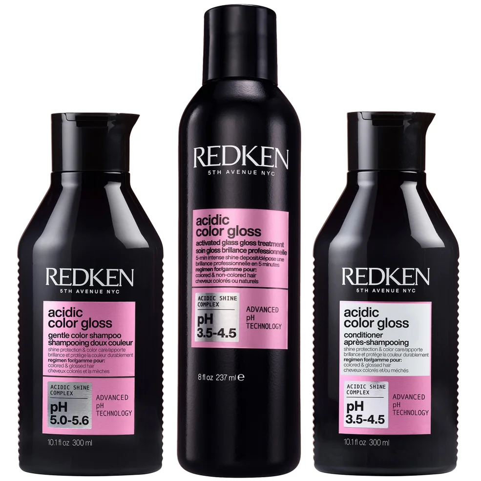 Redken Acidic Color Gloss Shampoo 300ml, Activated Glass Gloss Treatment 237ml and Conditioner 300mlImage1
