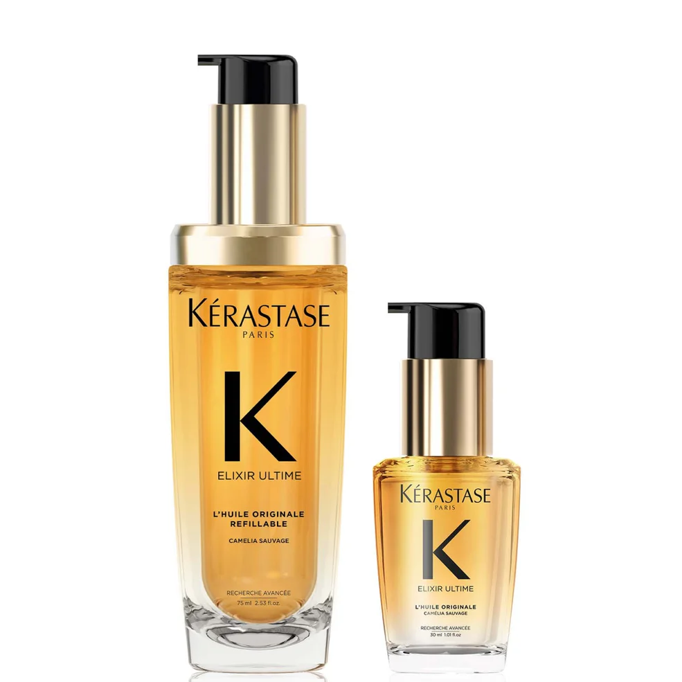 Kérastase Elixir Ultime L'Huile Originale Hair Oil 75ml and Elixir Ultime Hair Oil 30ml Travel Size Duo for All Hair TypesImage1