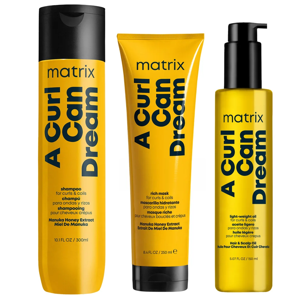 Matrix A Curl Can Dream Cleansing Shampoo 300ml, Hair Mask 250ml and Moisturising Hair Oil 150ml Bundle for Curls and CoilsImage1