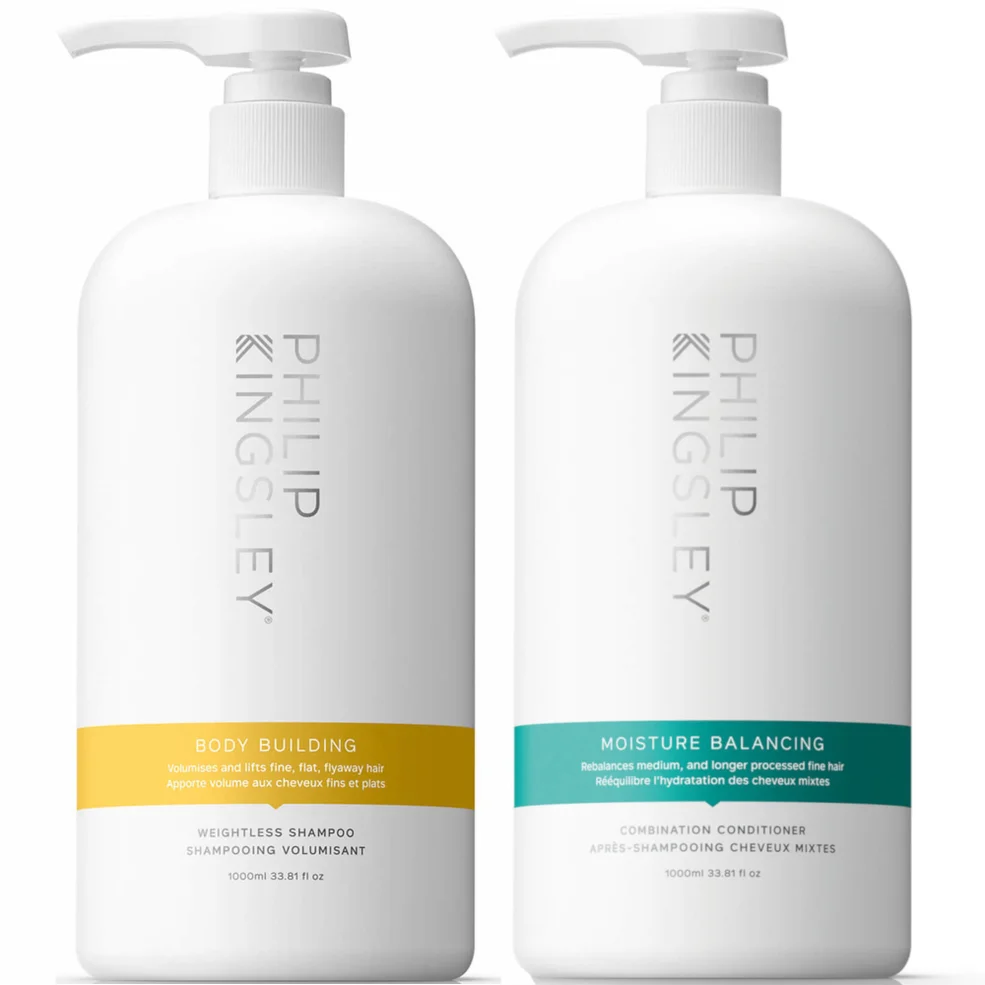 Philip Kingsley Body Building Shampoo 1000ml and Moisture Balancing Conditioner 1000ml DuoImage1