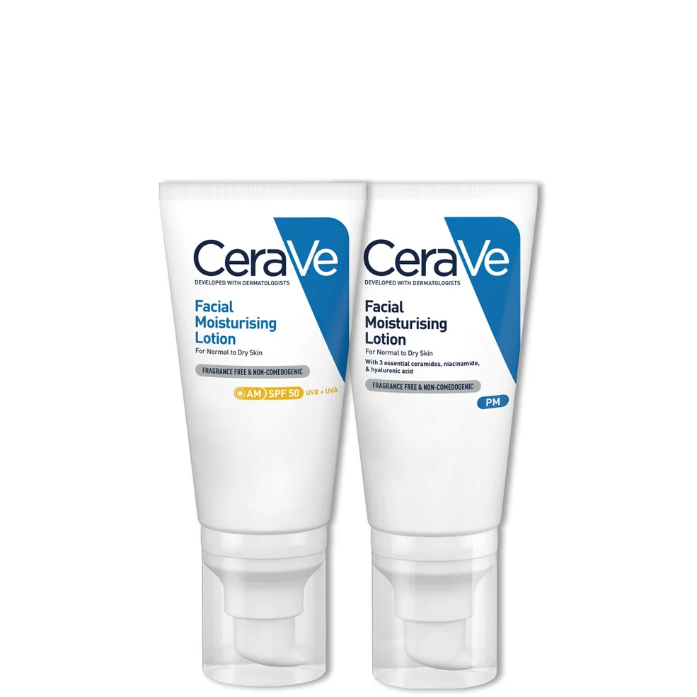 CeraVe Day & Night Facial Moisturising Duo for Dry Skin with SPF 50 and NiacinamideImage1
