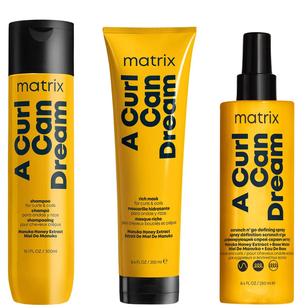Matrix A Curl Can Dream Shampoo Hair Mask and Scrunch 'N' Go Defining Spray for Wavy and Curly HairImage1