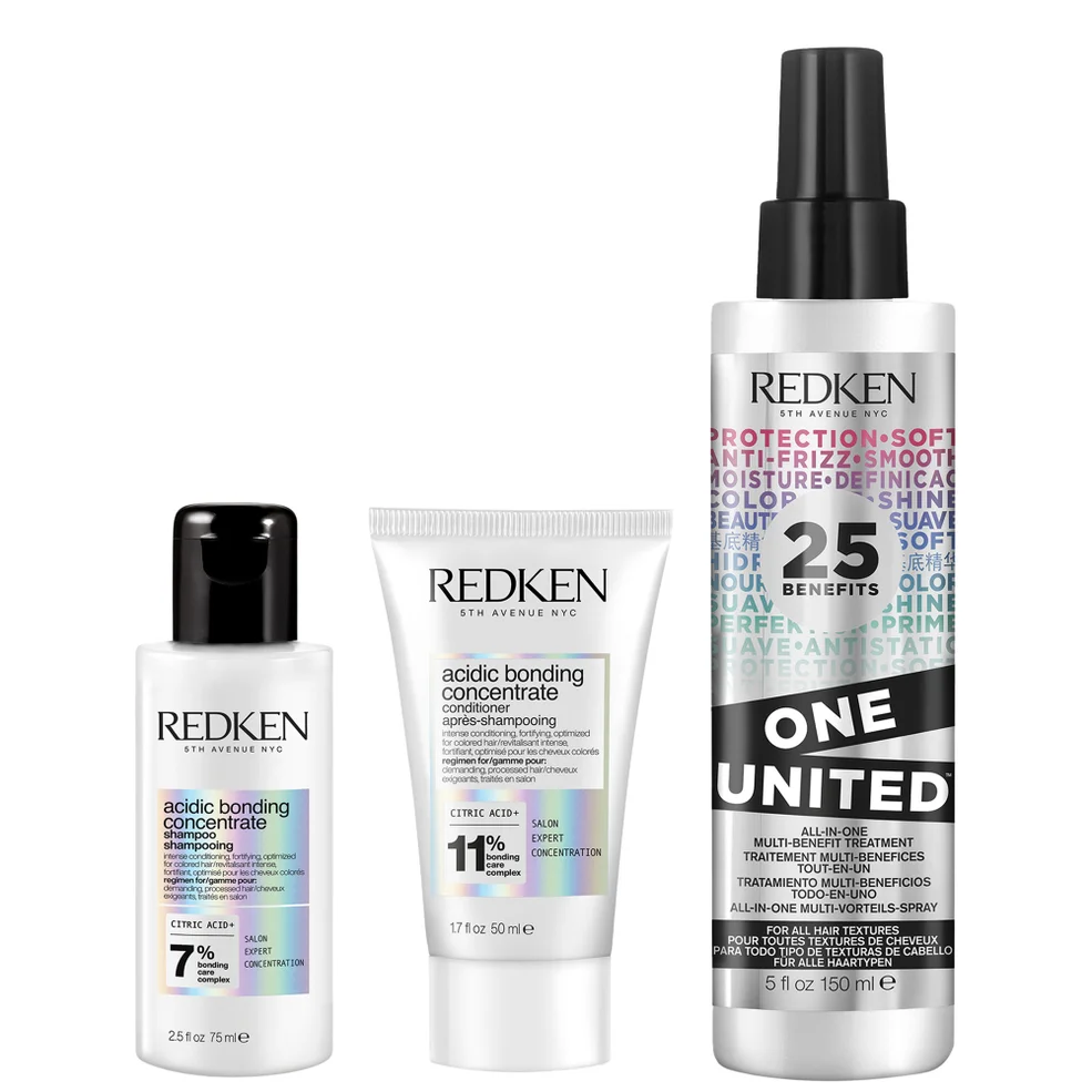 Redken Acidic Bonding Concentrate Shampoo and Conditioner with One United Spray Bundle for Healthy Looking HairImage1