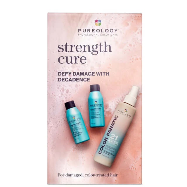 Pureology Strength Cure Coffret Découverte Cheveux Abîmés Mini Shampooing + Après-shampooing 50 ml + Spray Color Fanatic 200 ml