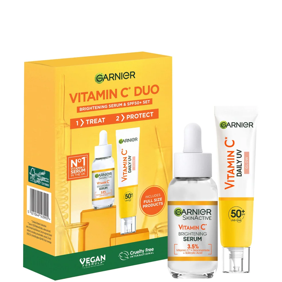 Garnier Vitamin C Brightening Serum & Glow UV Fluid SPF 50+ Face Duo SetImage1