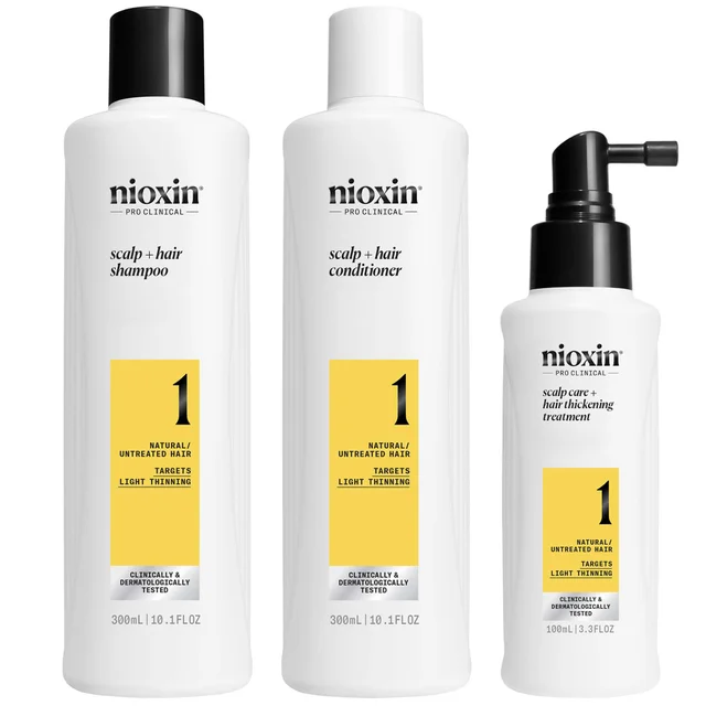 NIOXIN System 1 Kit Fidélité Épaississant Cuir Chevelu et Cheveux Pour Cheveux Naturels Légèrement Clairsemés