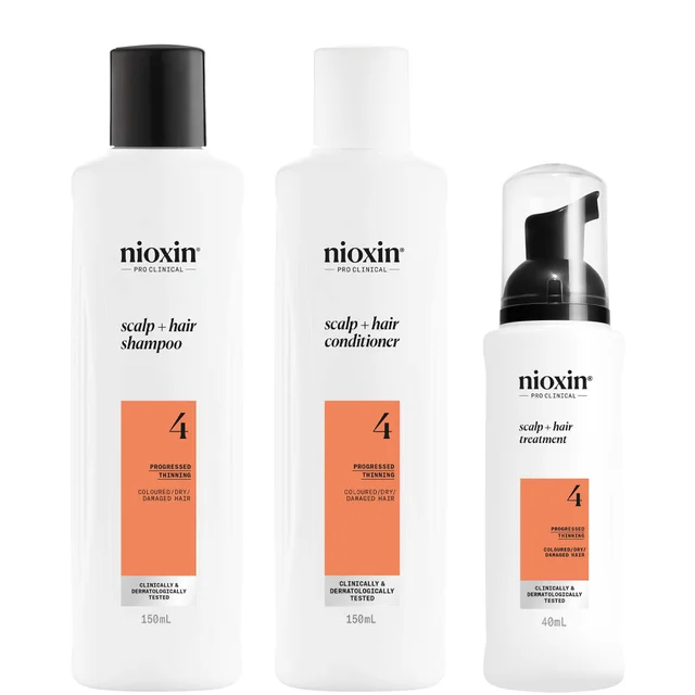 NIOXIN Système 4 Épaississant Cuir Chevelu et Cheveux Kit d'Essai, Cheveux Colorés Secs et Abîmés, Amincissement Avancé