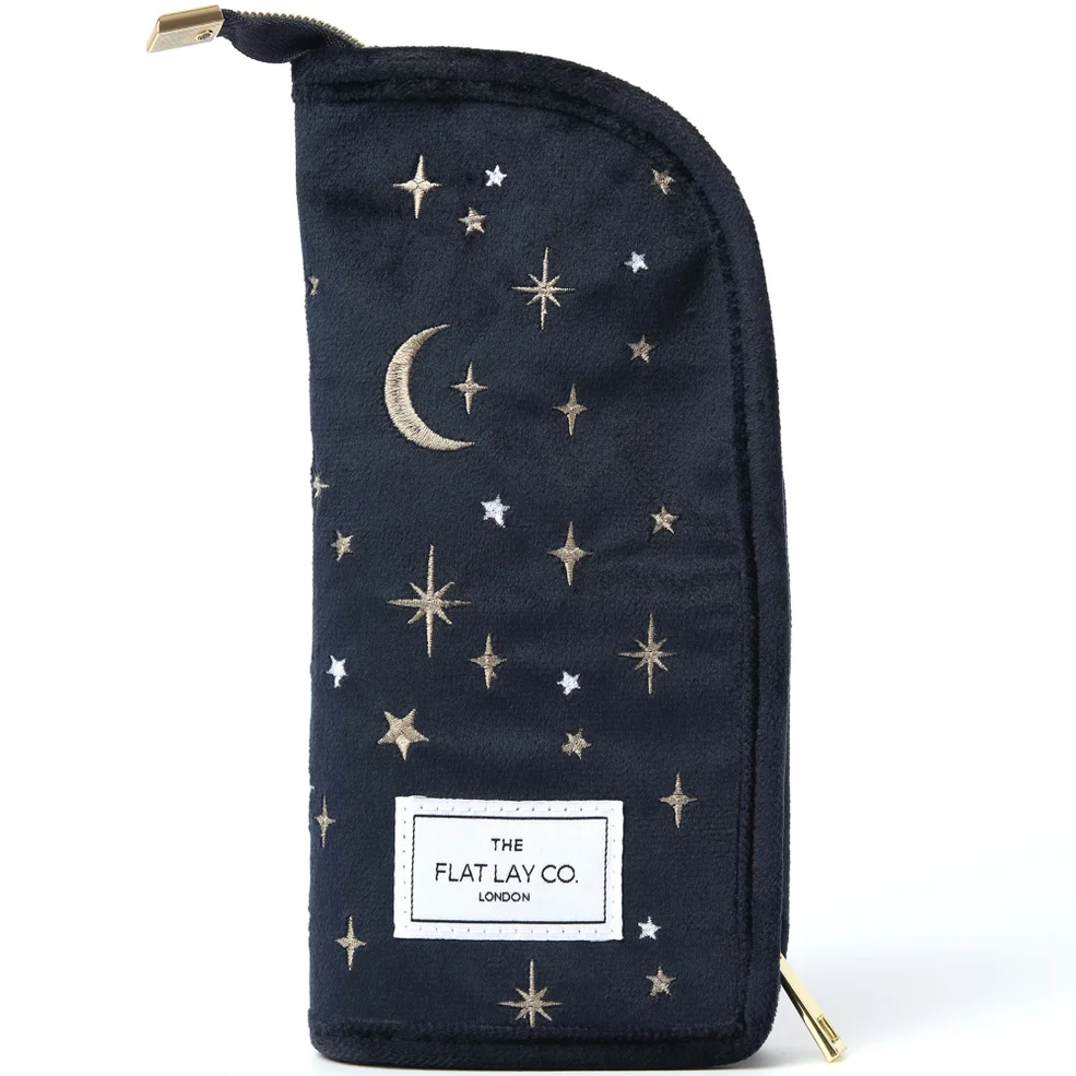 The Flat Lay Co. Brush Holder in Embroidered Celestial Blue VelvetImage1