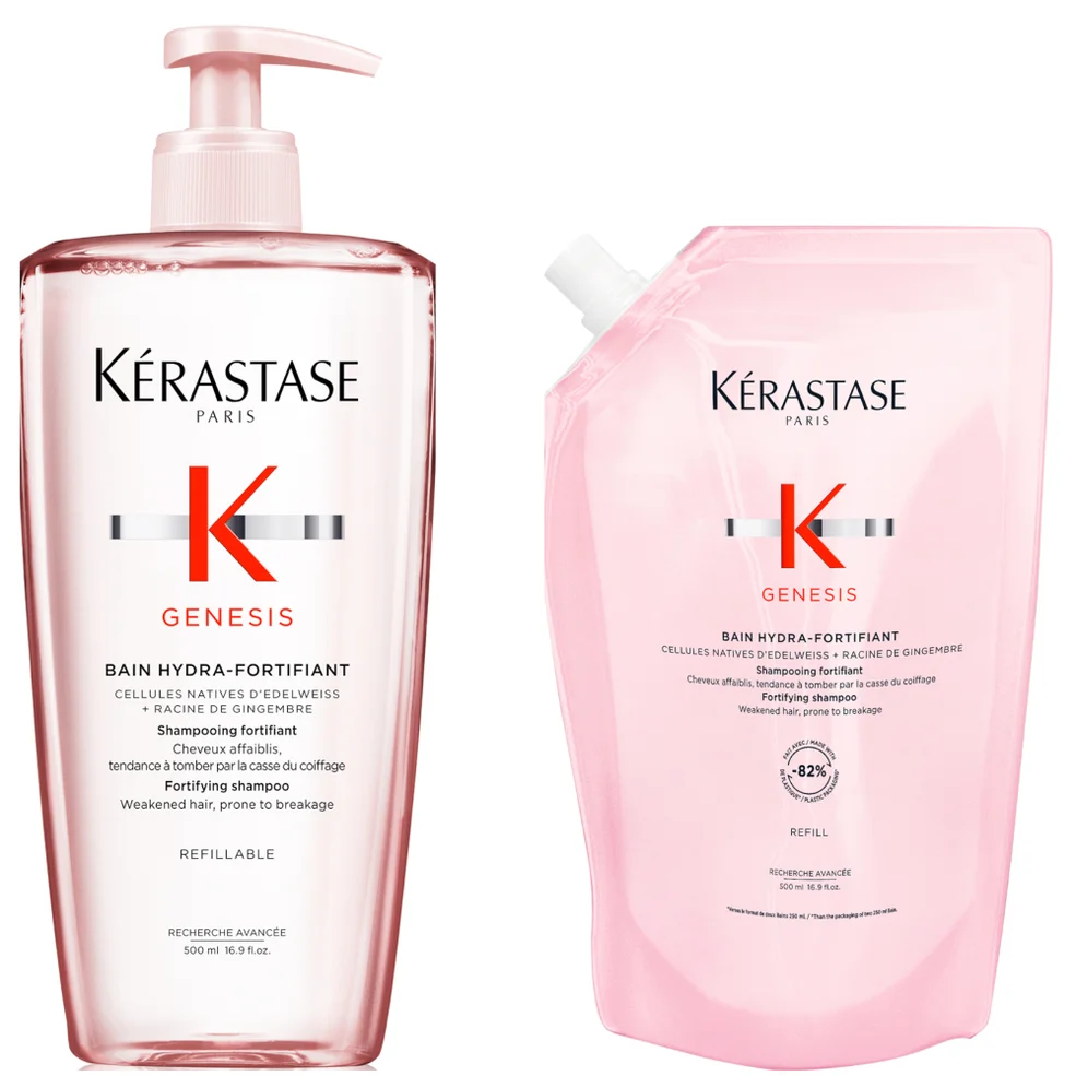 Kérastase Genesis Hydra-Fortifiant Refillable Shampoo And Refill Pouch Duo 500ml For Hair Fall Due To BreakageImage1