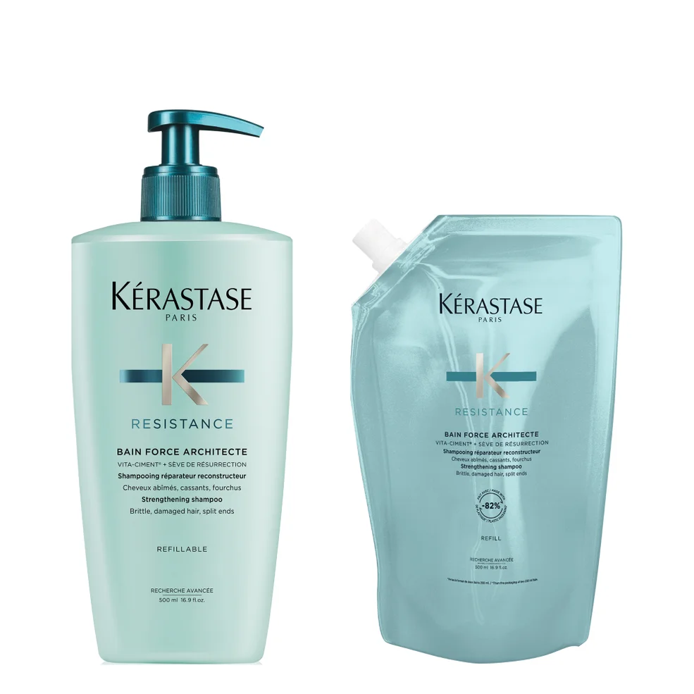 Kérastase Résistance Refillable Shampoo and Refill Pouch Duo for Fine to Medium Hair with Vita-Ciment Complex 500mlImage1