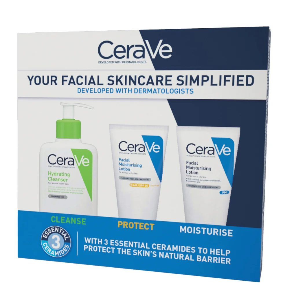 CeraVe Exclusive Skincare Routine Simplified Set for Face Cleansing & Moisturising with Hyaluronic Acid, SPF & NiacinamideImage1