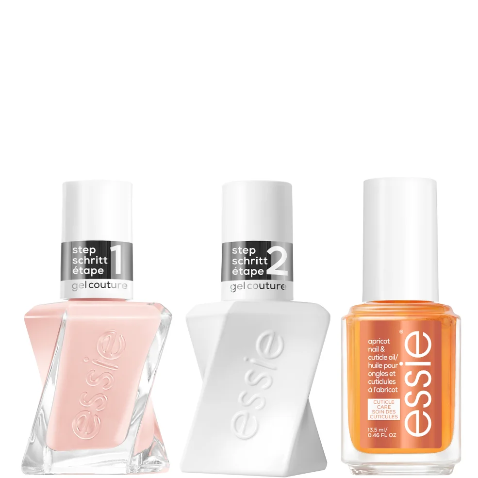 essie Gel Couture Nude Nail Polish Top Coat and Apricot Cuticle Oil Care BundleImage1
