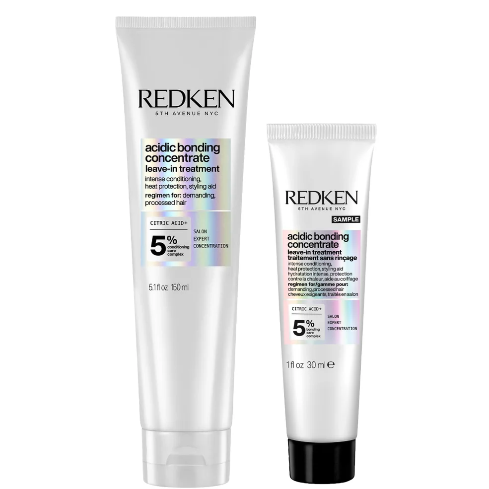 Redken Acidic Bonding Concentrate Leave-In Treatment 150ml with Travel Size Leave-In Treatment 30ml, Bond Repair BundleImage1