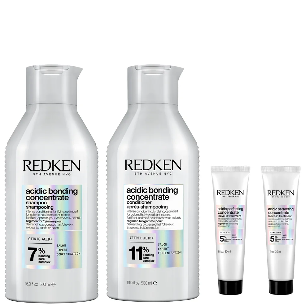 Redken Acidic Bonding Concentrate Shampoo and Conditioner 500ml with Leave-In Treatment 2 x 30ml, Bond Repair for Damaged HairImage1
