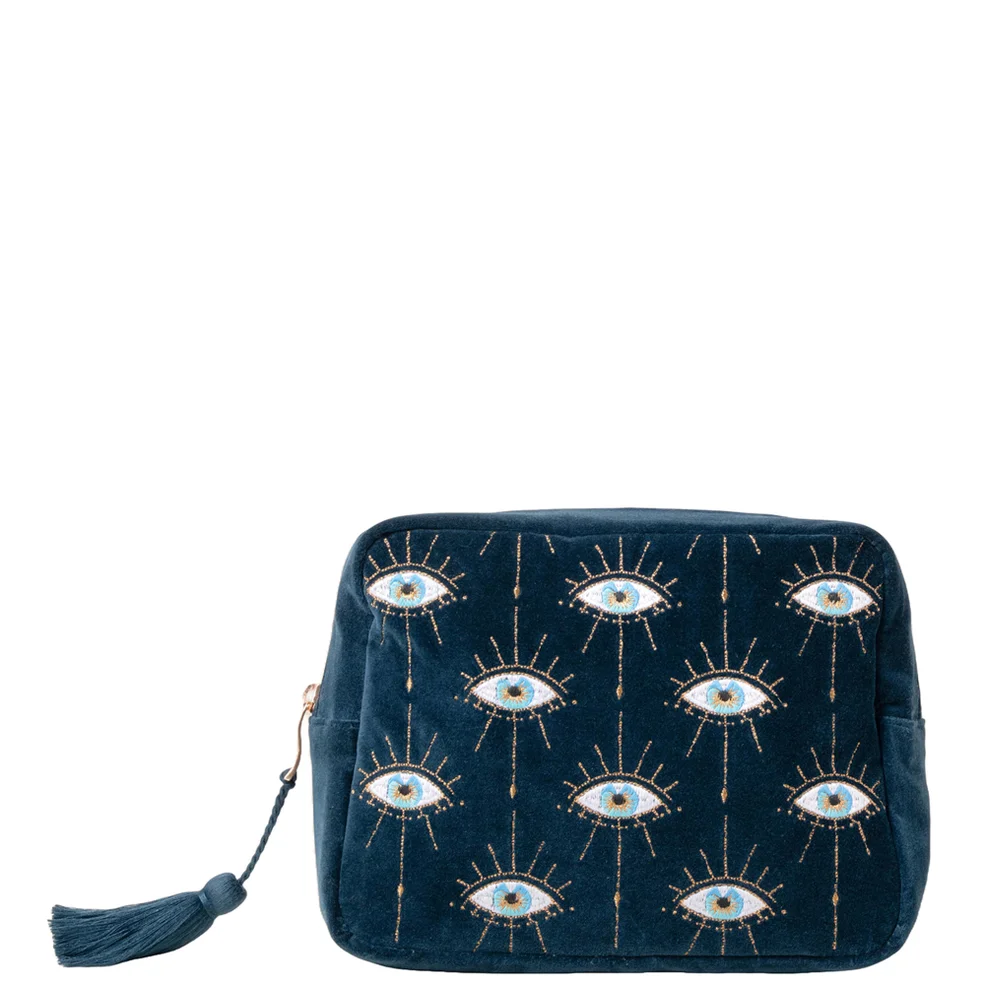 Elizabeth Scarlett Mystical Eye Ink Blue Velvet Wash BagImage1