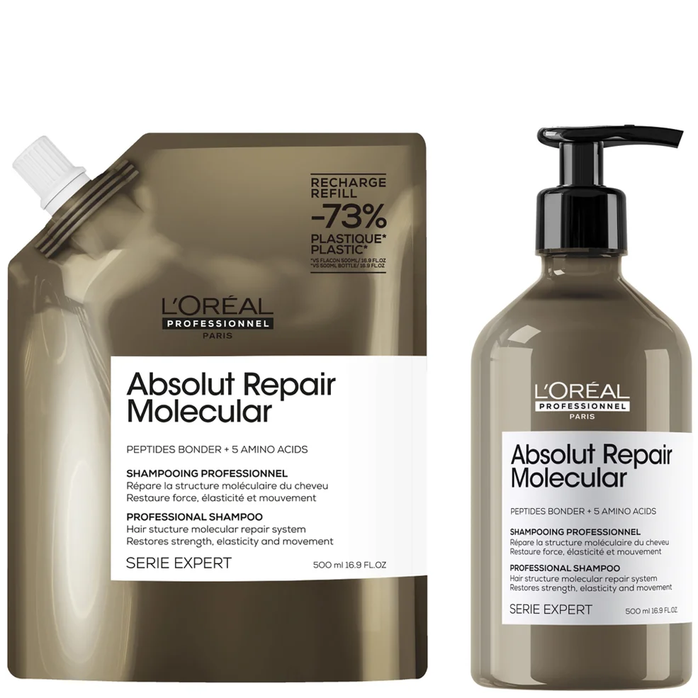 L’Oréal Professionnel Absolut Repair Molecular Shampoo 500ml and Refill Pack 500ml for damaged hairImage1