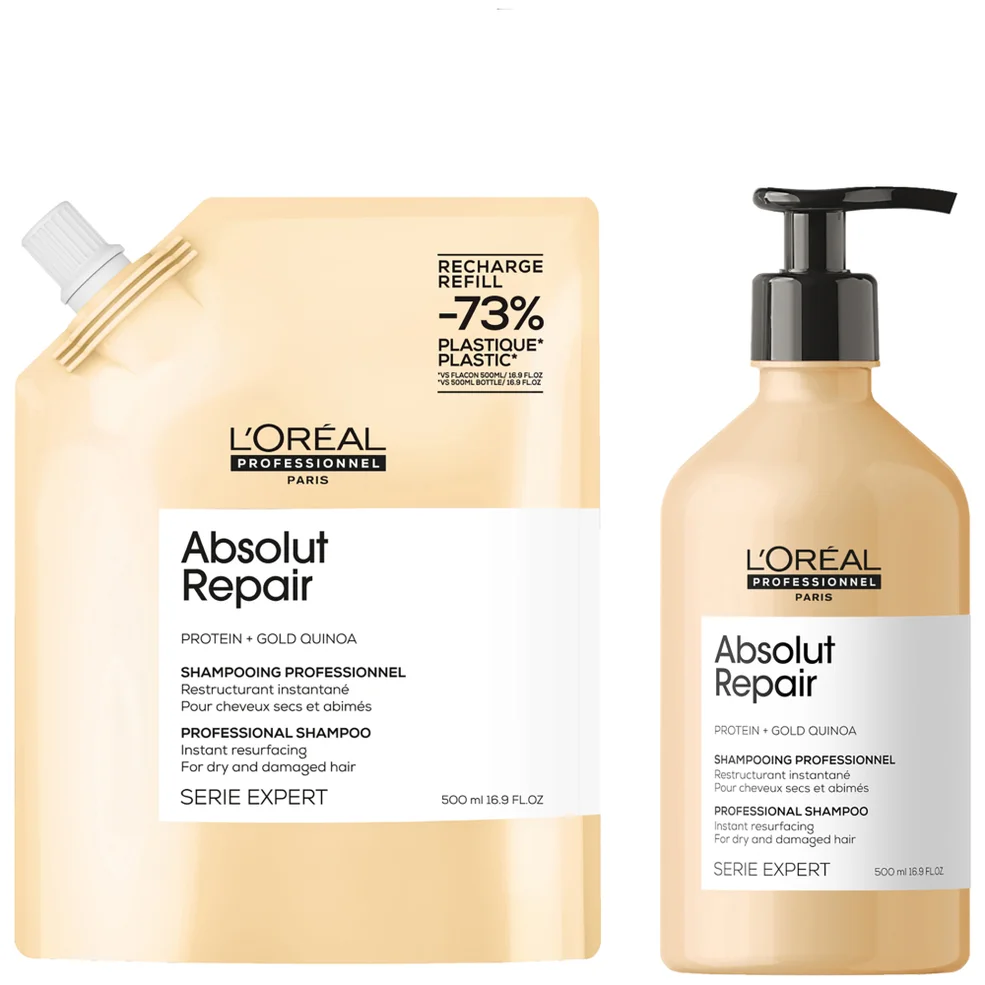 L’Oréal Professionnel Absolut Repair Shampoo 500ml and Refill Pack 500ml for dry & damaged hairImage1