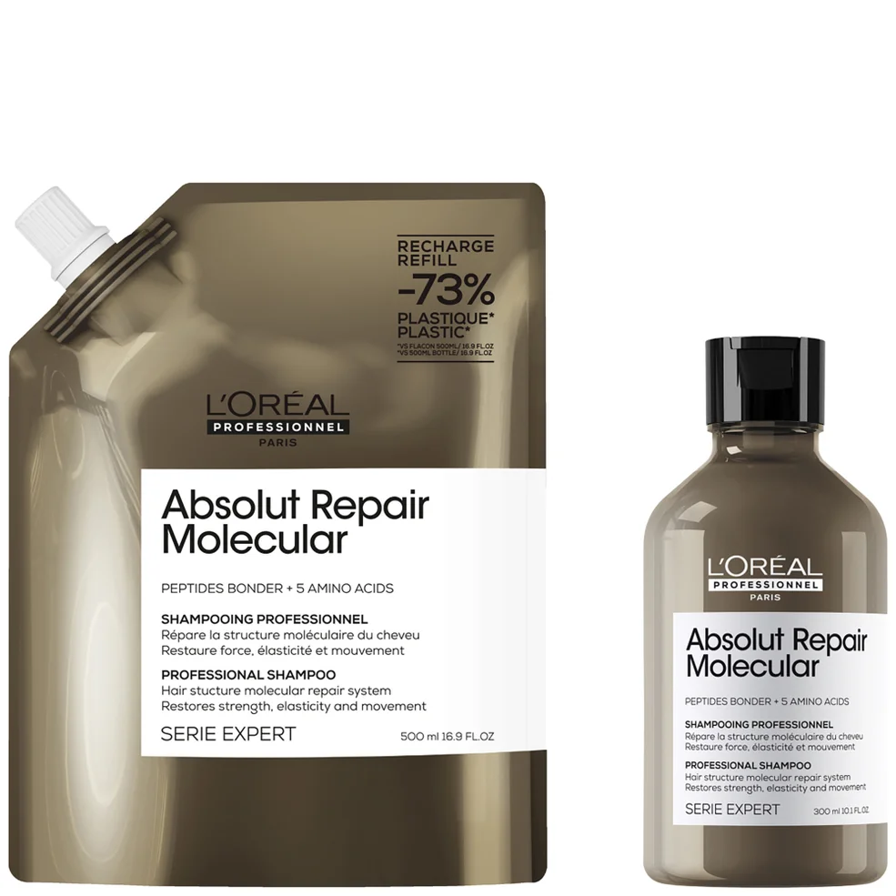 L’Oréal Professionnel Absolut Repair Molecular Shampoo 300ml and Refill Pack 500ml for damaged hairImage1