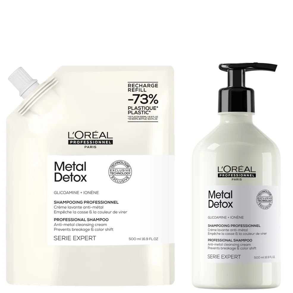 L’Oréal Professionnel Metal Detox Shampoo 500ml and Refill Pack 500ml for breakage & colour protectionImage1