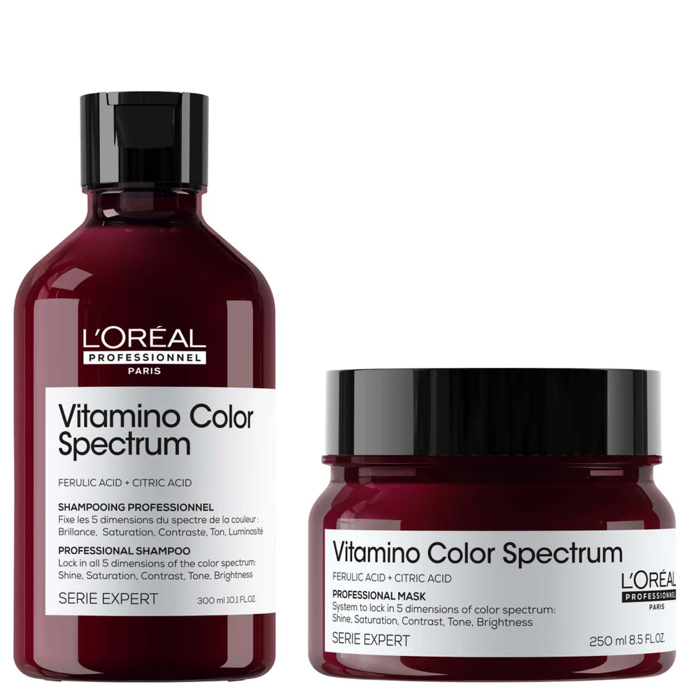 L'Oréal Professionnel Vitamino Color Spectrum Shampoo 300ml and Rinse Off Hair Mask 250ml Bundle for Coloured HairImage1