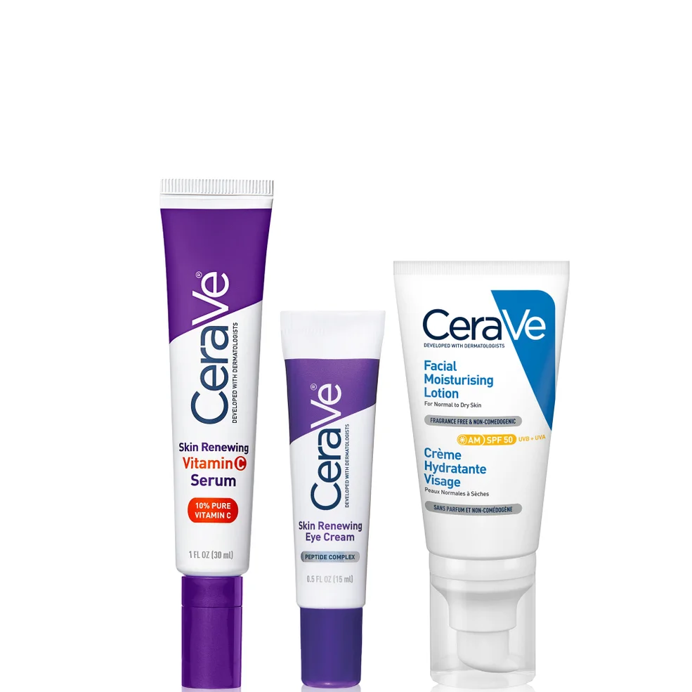 CeraVe Daily Care Routine for First Signs of Ageing Eye Cream Vitamin C Serum and Moisturiser with SPF50Image1