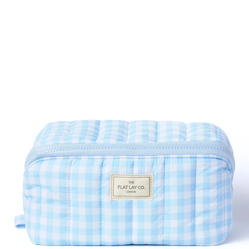 The Flat Lay Co. Marshmallow Flat Lay Makeup Box Bag - Baby Blue GinghamImage1
