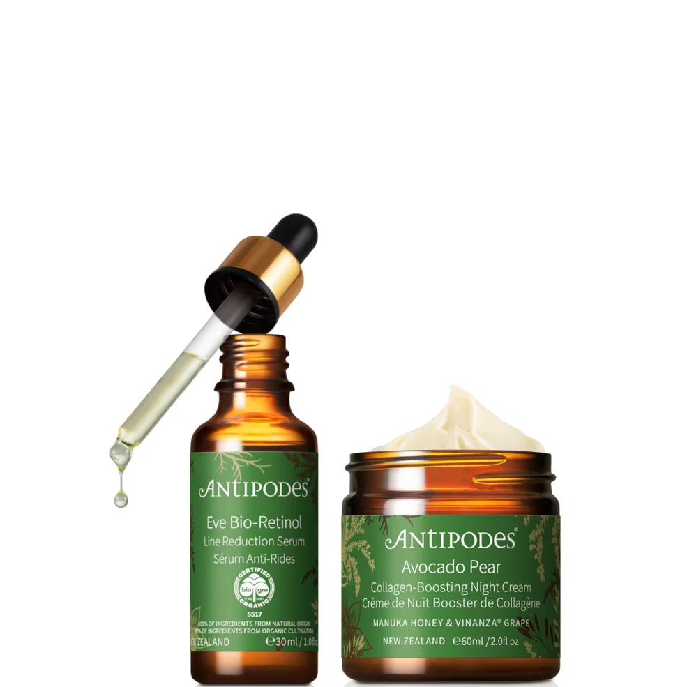 Antipodes Eve Bio-Retinol Line Reduction Serum 30ml, Avocado Pear Collagen-Boosting Night Cream 60ml BundleImage1