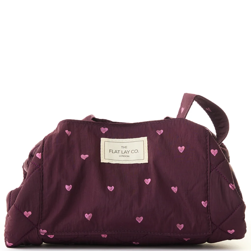 The Flat Lay Co. Parachute Drawstring Flat Lay Makeup Bag - Burgundy Hearts LOOKFANTASTIC EXCLUSIVEImage1