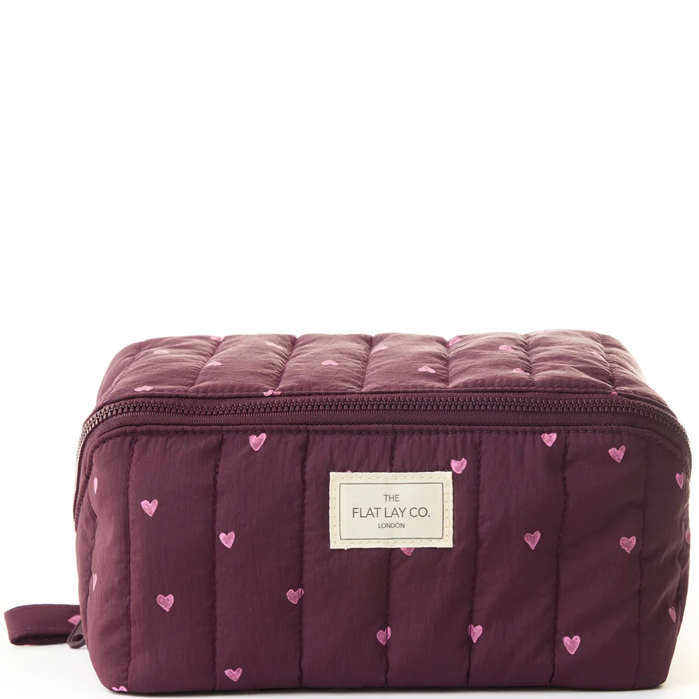 The Flat Lay Co. Marshmallow Flat Lay Makeup Box Bag - Burgundy Hearts LOOKFANTASTIC EXCLUSIVEImage1