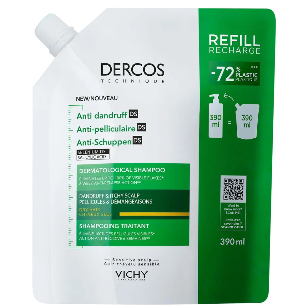 Vichy Dercos Anti-Dandruff Dermatological Shampoo for Dry Hair Refill 390mlImage1