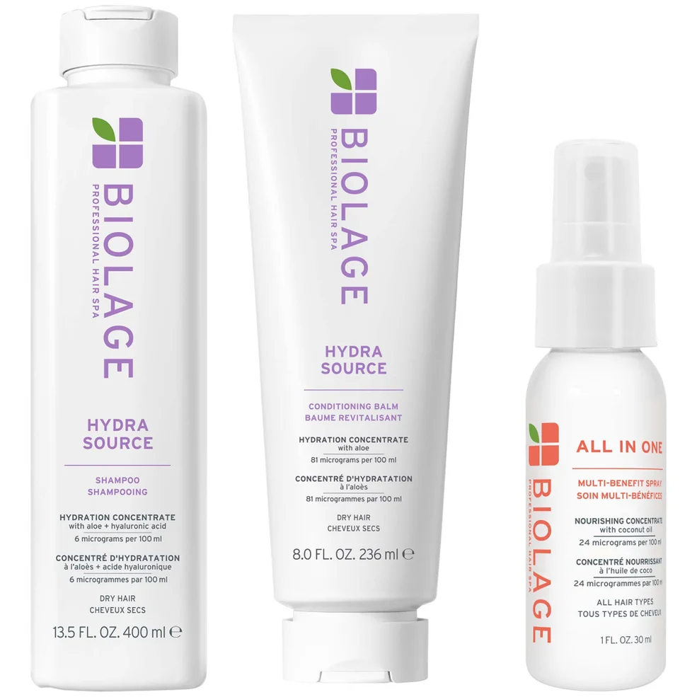 Biolage Hydra Source Shampoo 400ml and Conditioner 236ml and Mini All-In-One Spray 45mlImage1