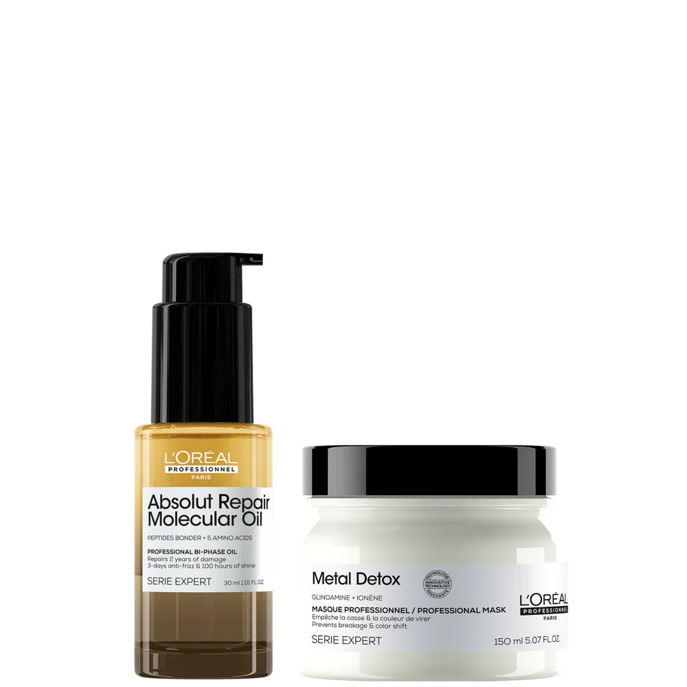 L'Oréal Professionnel Ultimate Repair Treatment Set: Metal Detox Hair Mask 150ml & Absolut Repair Molecular Bi-Phase Hair OilImage1