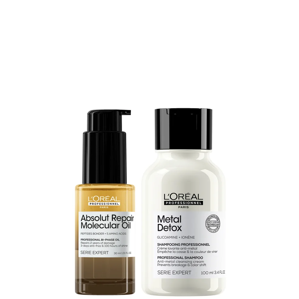 L'Oréal Professionnel Mini Protect & Repair Set: Metal Detox Clarifying Shampoo 100ml & Absolut Repair Molecular Hair OilImage1
