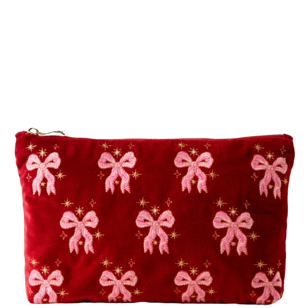 Elizabeth Scarlett Dazzling Bows Velvet Everyday Pouch - RougeImage1