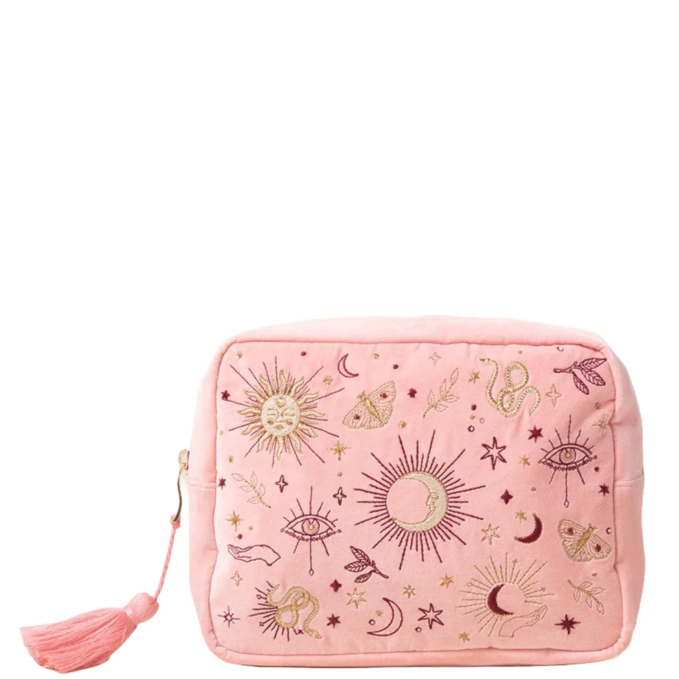 Elizabeth Scarlett Boho Mysticism Blush Pink Velvet Wash BagImage1
