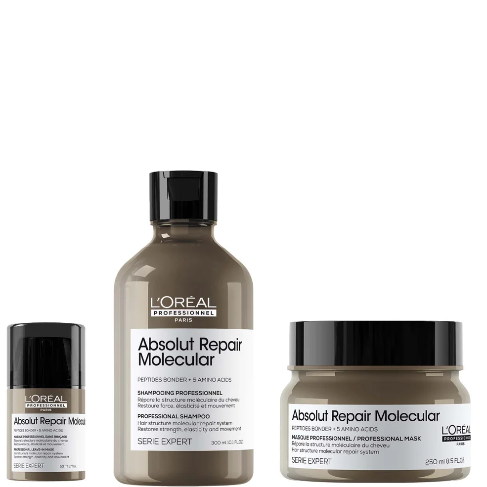 L'Oréal Professionnel Absolut Repair Molecular Shampoo 300ml, Hair Mask 250ml & Leave-in Hair Mask Travel Size 50mlImage1